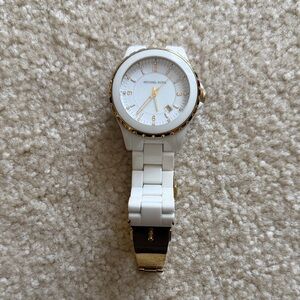 Michael Kors Gold-Trimmed White Watch